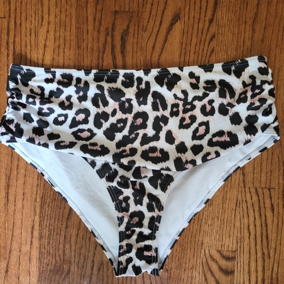Leopard Print High-Waisted Bikini Bottoms - Picture 1 of 9